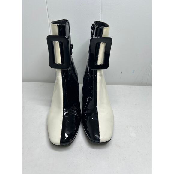 Jeffrey Campbell Godard Colorblock Buckle Boot in Black/White Patent Leather 6 - Picture 5 of 8